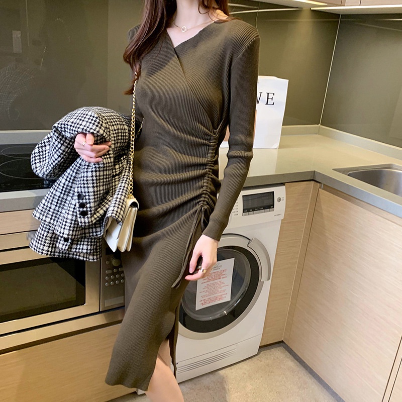 Đầm Dệt Kim Lưng Cao Màu Trơn Thời Trang Cho Nữ