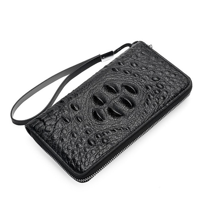 Ví Cầm Tay Nam Da Bò Dập Vân Cá Sấu 1 Ngăn Nam Tính