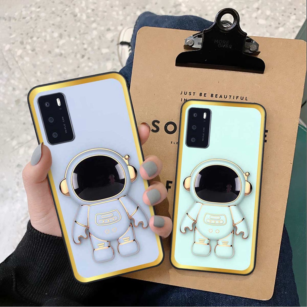 Ốp lưng Oppo A16 in hình kiểu 3D robot phi hành gia sắc màu thời trang