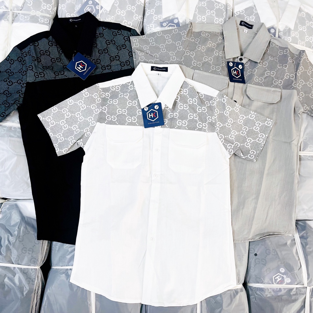 Áo sơ mi nam tay ngắn vải đủi Loang in chữ có túi rất đẹp chuẩn thời trang cao cấp hàng shop hàng shop PVT FASHION