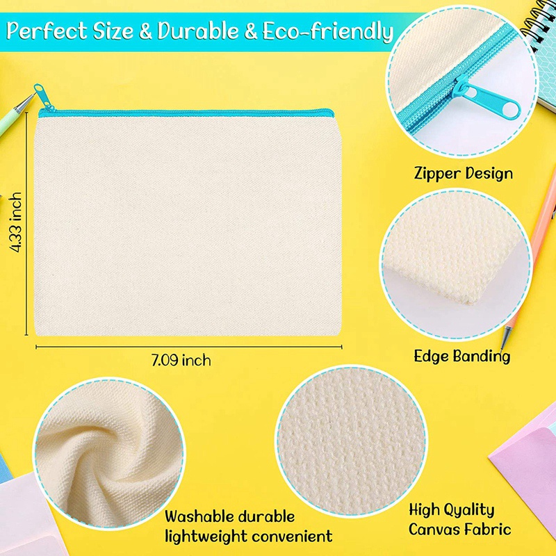 Bộ 40 Túi Đựng Bút Bằng Vải Canvas Có Khóa Kéo DIY Đa Ứng Dụng