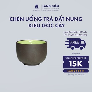 Chén uống trà đất nung tử sa kiểu gốc cây, gốm sứ Bát Tràng cao cấp - LÀNG GỐM (hàng thanh lý bán lẻ)