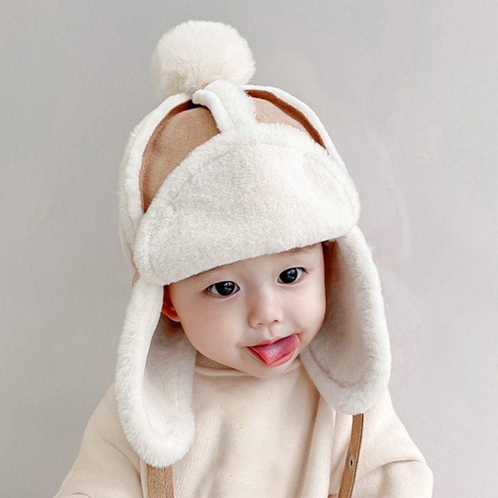 Mũ Lông Màu Trơn Thiết Kế Độc Đáo Thời Trang Mùa Đông Hàn Quốc Cho Bé