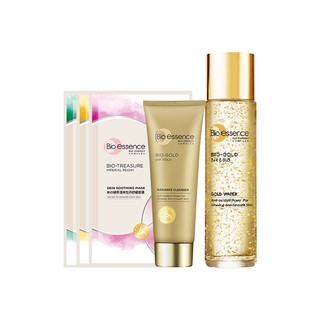 Bộ ngăn ngừa dấu hiệu lão hóa Bio-Gold Bio-Essence (Nước dưỡng 150ml + Sữa rửa mặt 100gr + 3 loại Mặt nạ 20ml/cái)