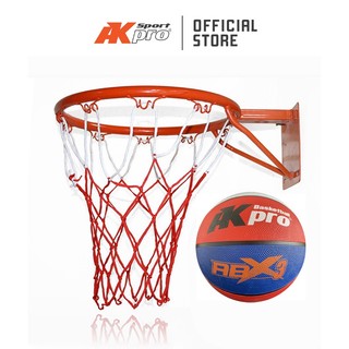 Khung vành bóng rổ a100 kèm bóng rổ akpro abx2 - tặng kim bơm, lưới rổ - chính hãng