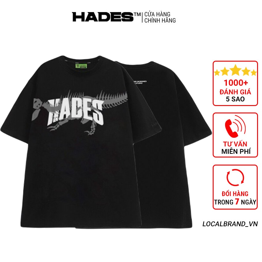 Áo thun Hades T-REX tay lỡ, form rộng vải Cotton - Thời trang nam nữ Unisex Streetwear Hàn Quốc
