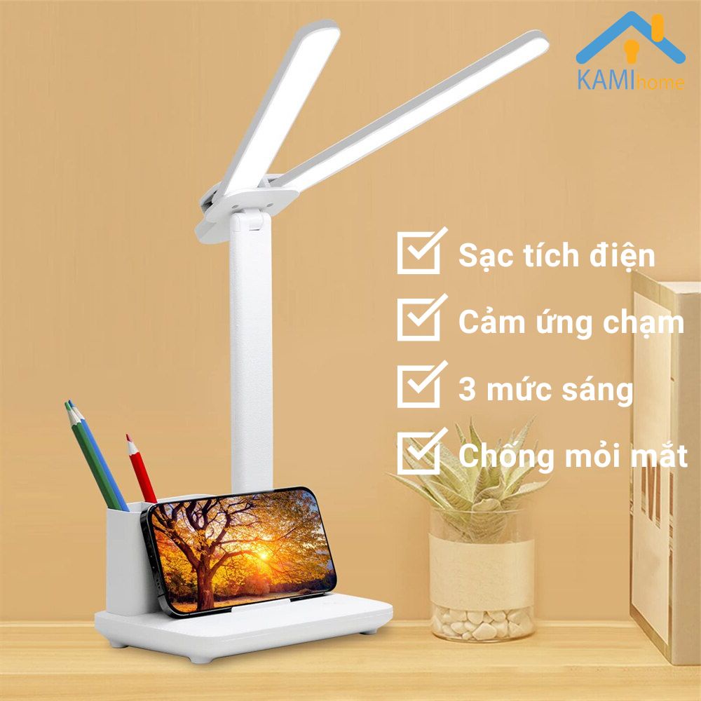 Đèn học để bàn chống cận thị Pin sạc tích điện 1.200mAh bóng led cảm ứ