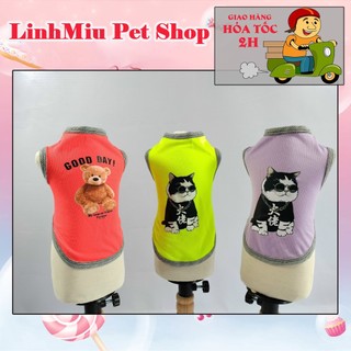 Áo thun không tay hình mèo dễ thương cho mèo và chó dưới 10kg