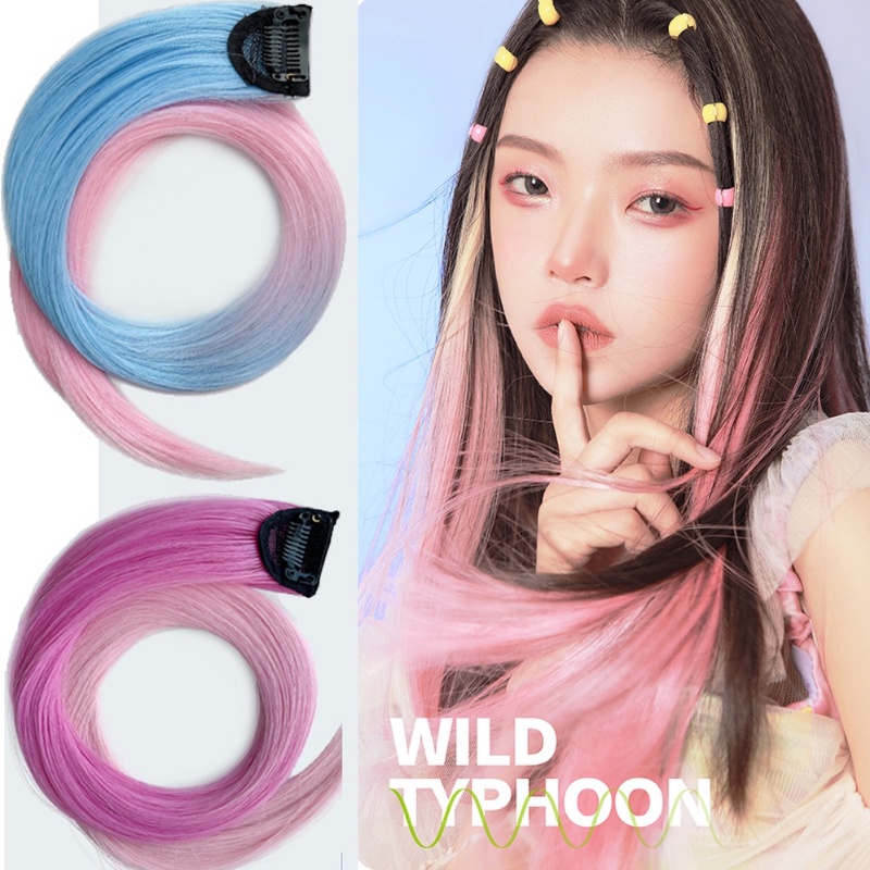 Tóc Giả Nối Dài 60cm Nhuộm Màu Ombre Dễ Thương Cho Nữ