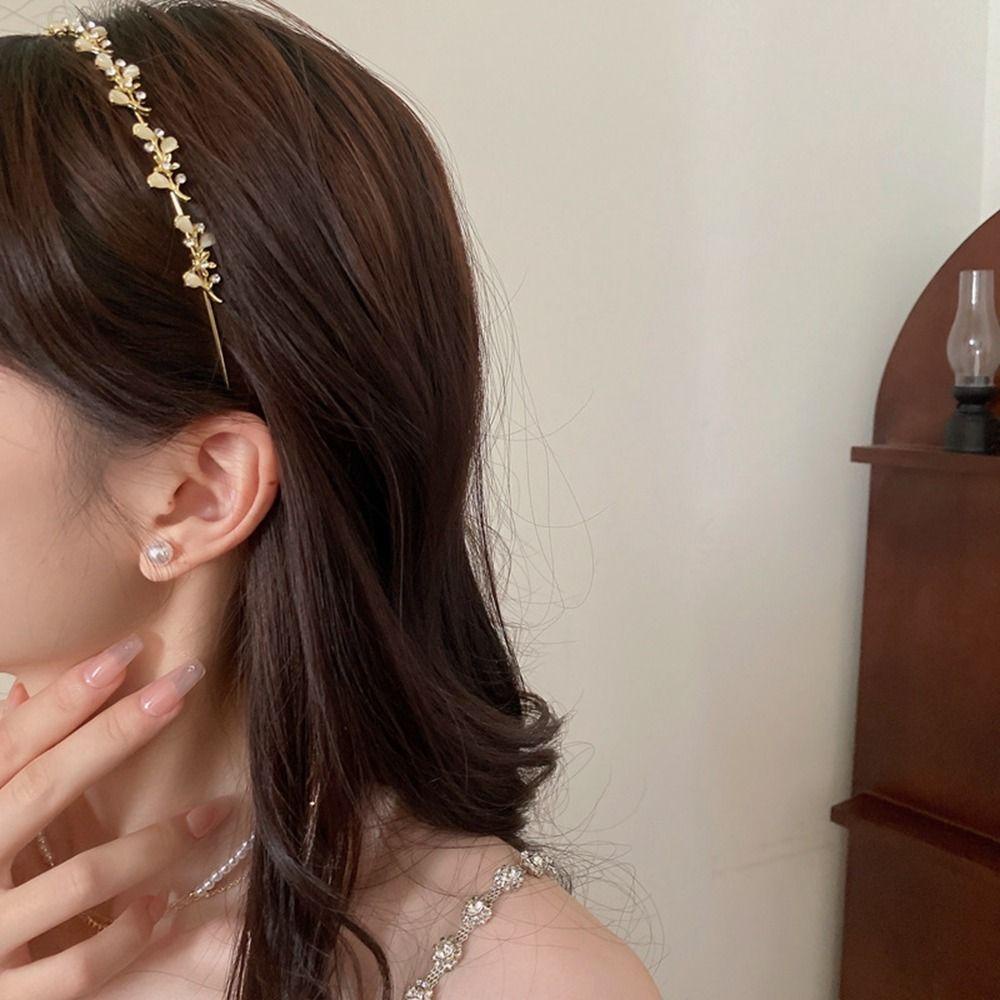 Băng Đô Cài Tóc Hình Lá ANEMONE Đơn Giản Thanh Lịch|Vương Miện Cài Tóc Cô Dâu Phong Cách Baroque