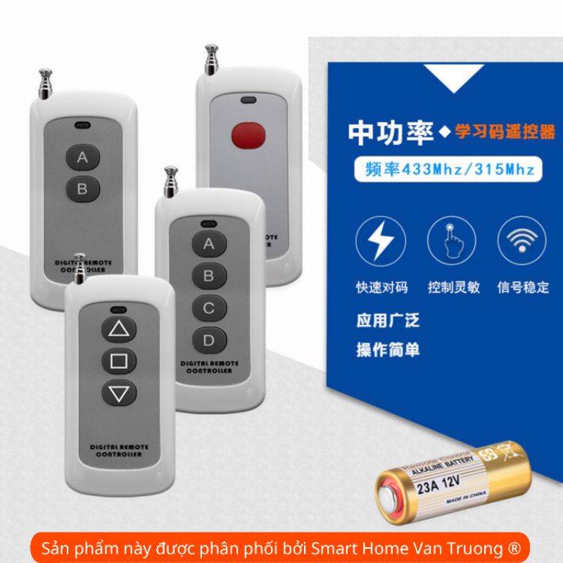 Remote Cửa Cuốn Học Lệnh Thông Minh Tần Số 433Mhz-Thiết Kế Đẹp Mắt Nhỏ Gọn