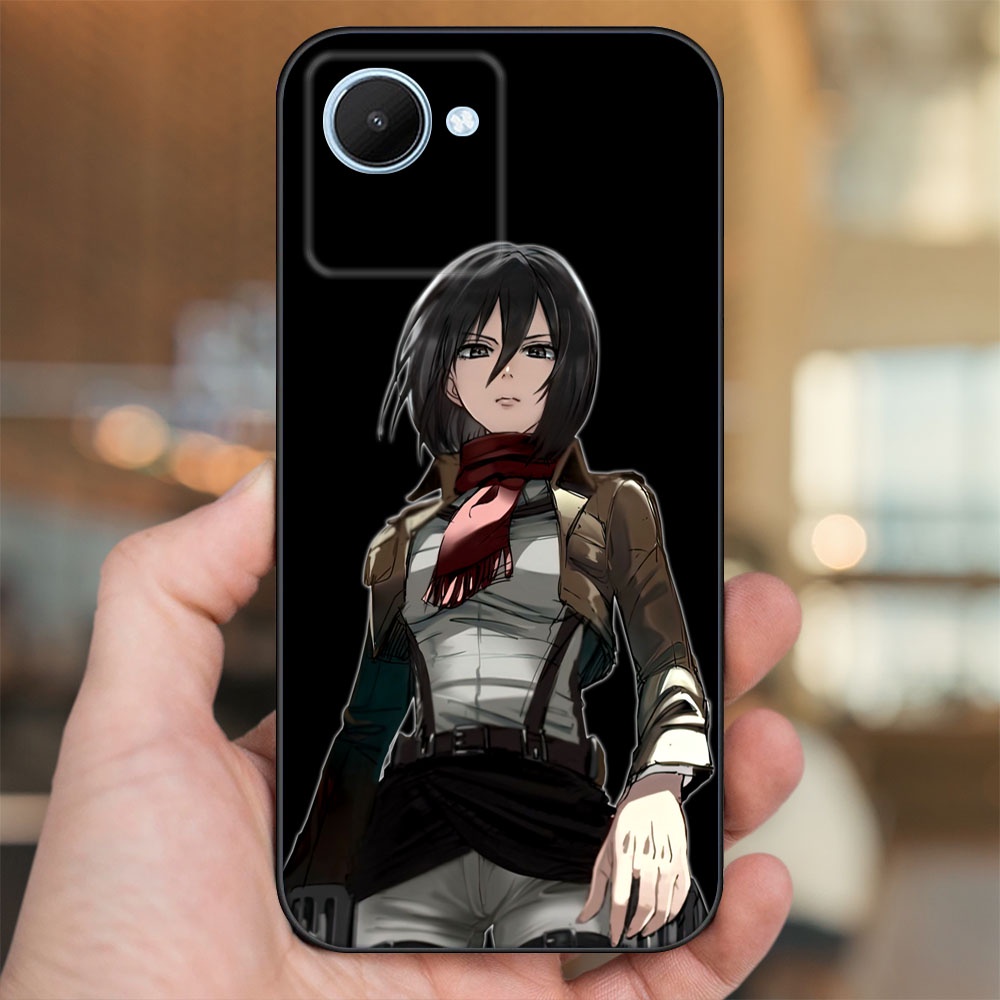 Ốp lưng Realme C30s viền đen in hình Mikasa Ackerman Attack On Titan