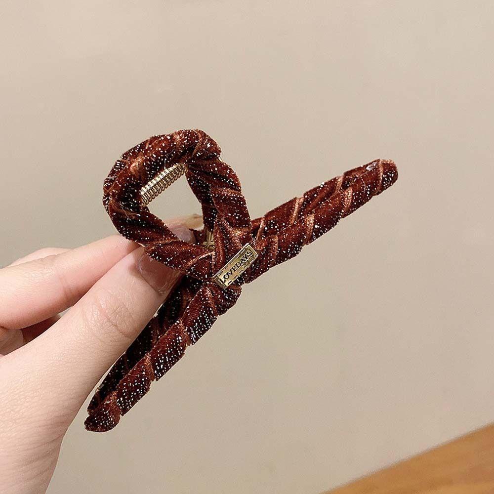 Kẹp Tóc Hình Cá Mập Màu Sắc Cà Phê Phong Cách Hàn Quốc Dành Cho Nữ