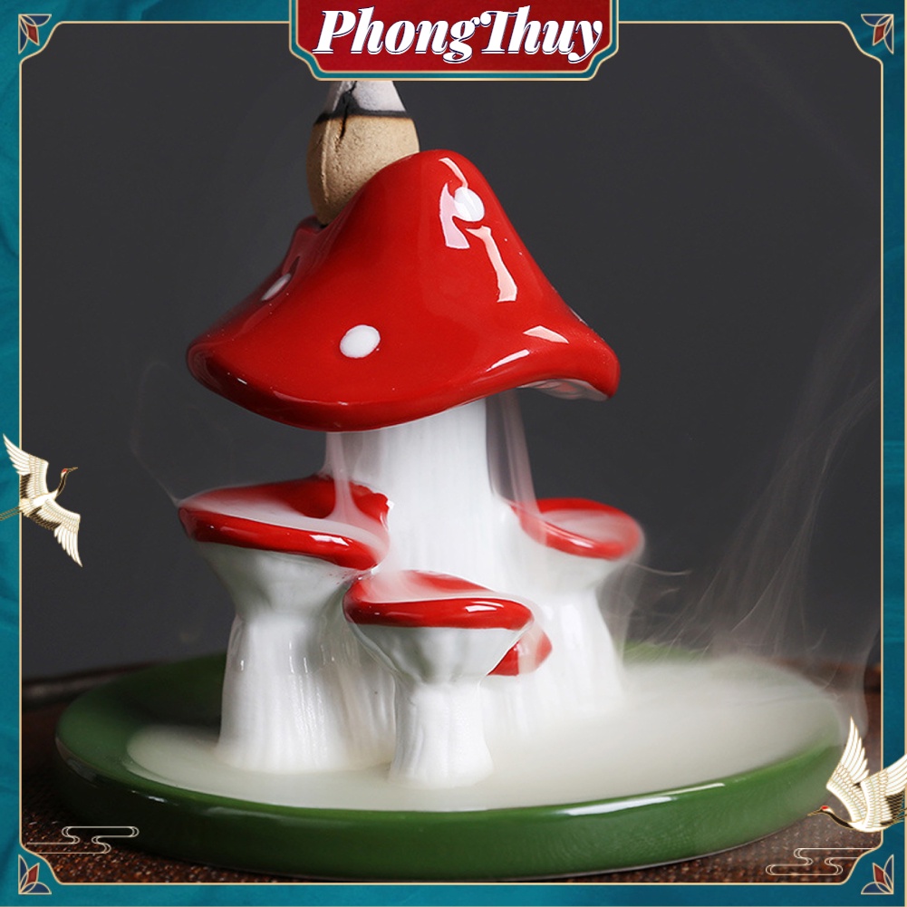 Thác Khói Trầm Hương Đốt Trầm Hình Nấm Dễ Thương Với 20 Nón Trang Trí Phòng Ngủ Văn Phòng 【PhongThuy】
