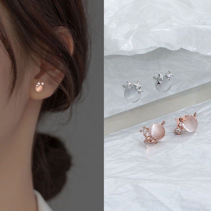 Bông Tai Thời Trang Hình Mắt Mèo &amp; Ngôi Sao Kiểu Hàn Quốc Chất Lượng Cao Cho Nữ