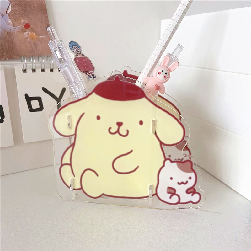 Ống Đựng Bút Bằng Acrylic Trong Suốt Họa Tiết Hoạt Hình Dễ Thương Đa Năng Giá Đỡ