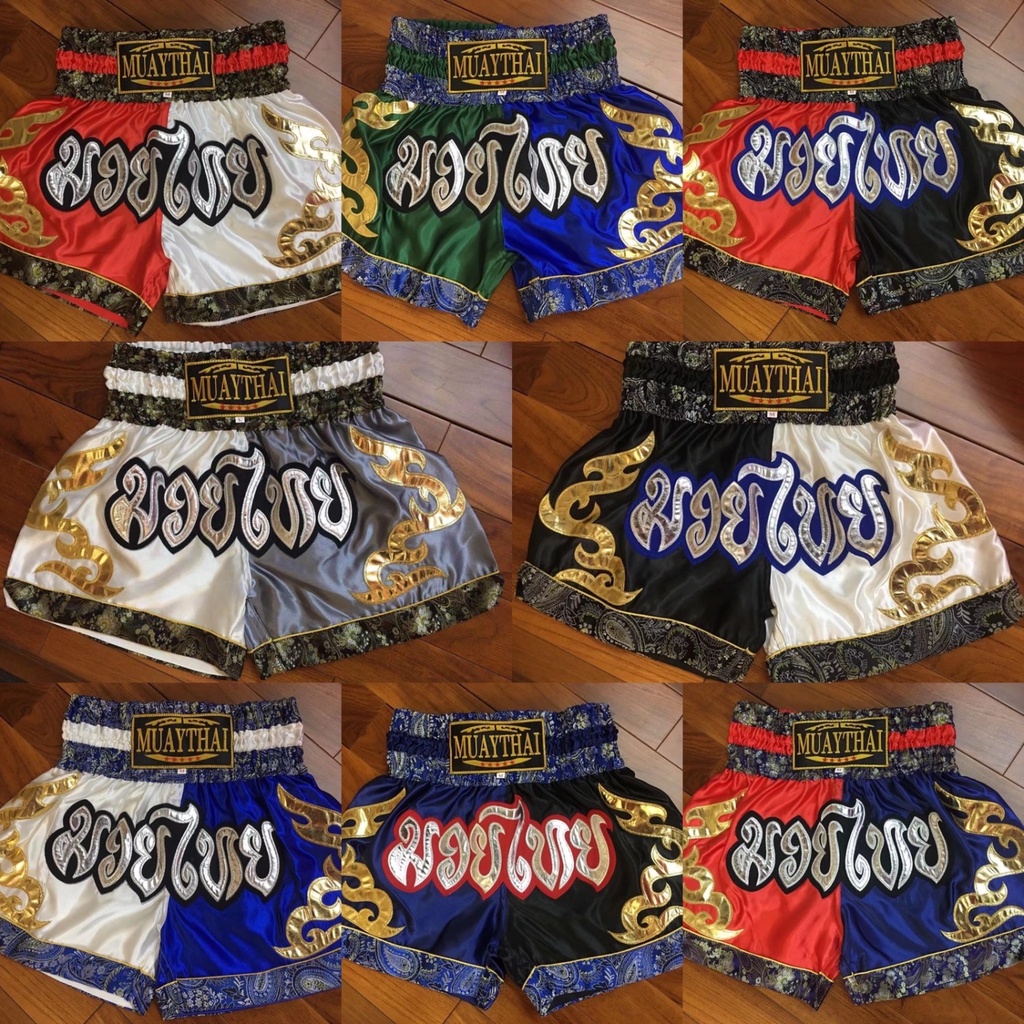 Quần Short Tập Muay Thai / Boxing Thêu Họa Tiết Phong Cách Mới Cho Nam Và Nữ