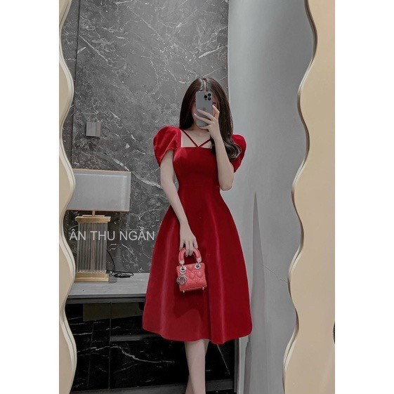 Đâm Nhung Tay Phồng Cổ Yếm