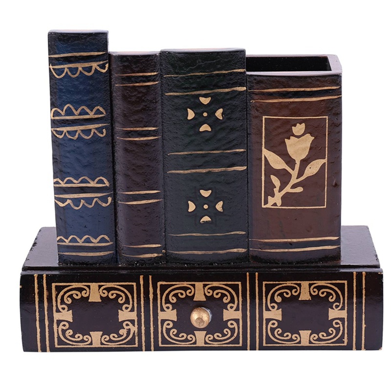 Giá Đỡ Bút Bằng Gỗ Hình Quyển Sách Để Bàn Đa Năng Độc Đáo Trang Trí Nhà Cửa