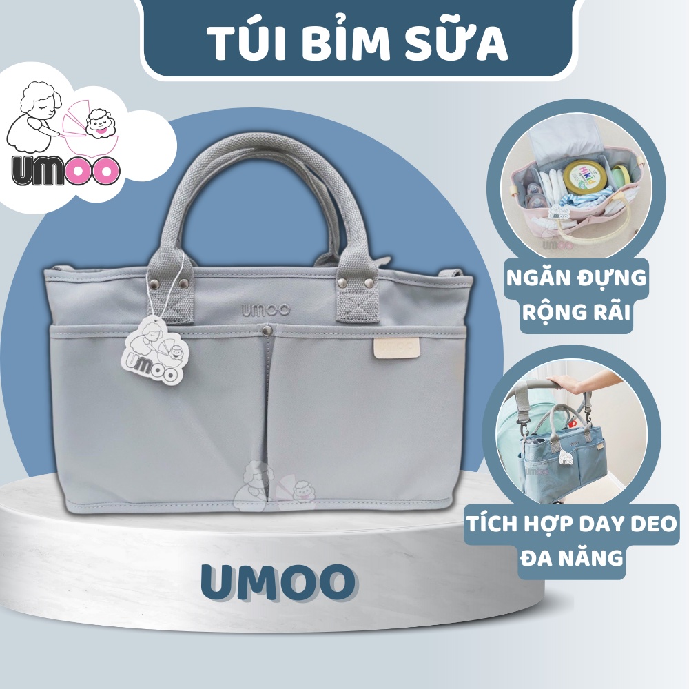 Túi xách mẹ bỉm sữa Umoo đa năng phong cách Hàn Quốc cho mẹ, túi xách chống nước, giữ nhiệt cực kỳ tiện dụng