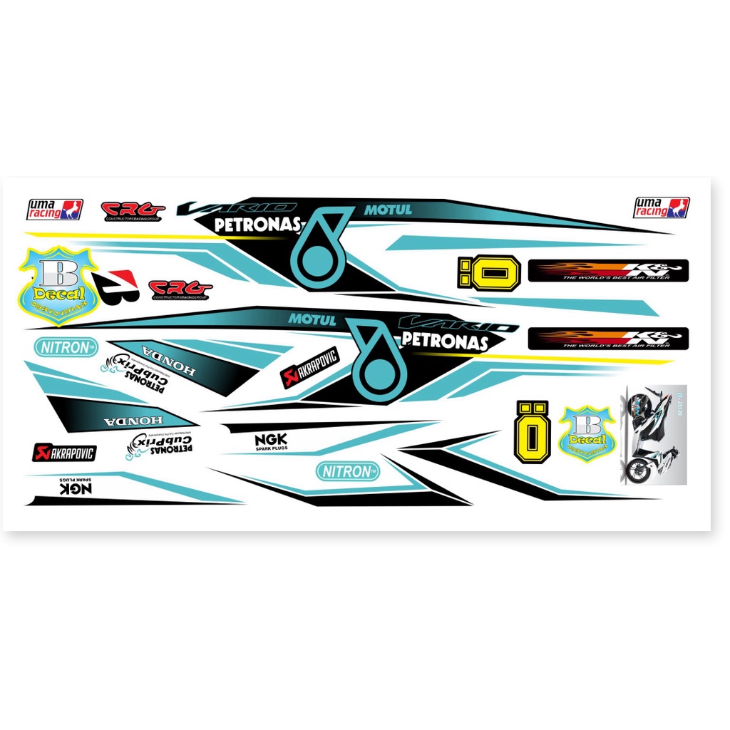 FREE SHIP + SALE SỐC +DECAL PVC 5 LỚP CHẤT LƯỢNG CAO Tem rời vario 150 petronas 25120