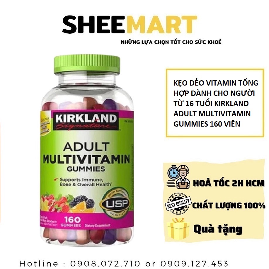 Kẹo dẻo vitamin tổng hợp  dành cho người từ 16 tuổi Kirkland Signature Adult Multivitamin Gummies