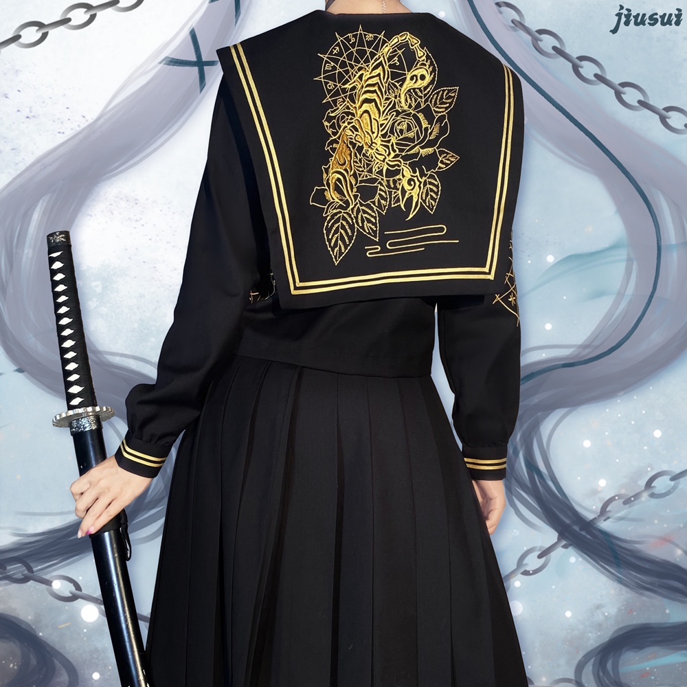 Sẵn - Sét váy JK Seifuku thiêu cung bọ cạp phong cách  ma mị