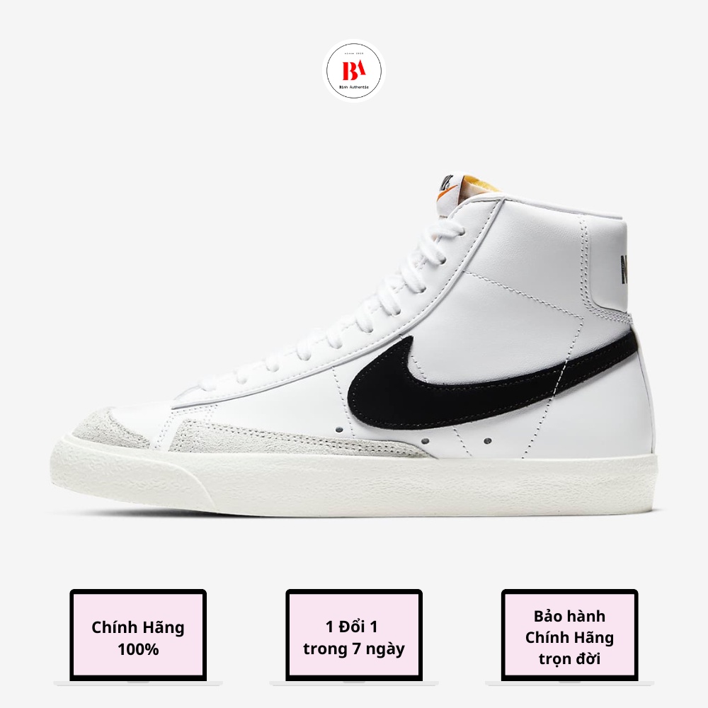 CHÍNH HÃNG Giày Nam Nữ Nike Blazer Mid 77 Vintage White Black