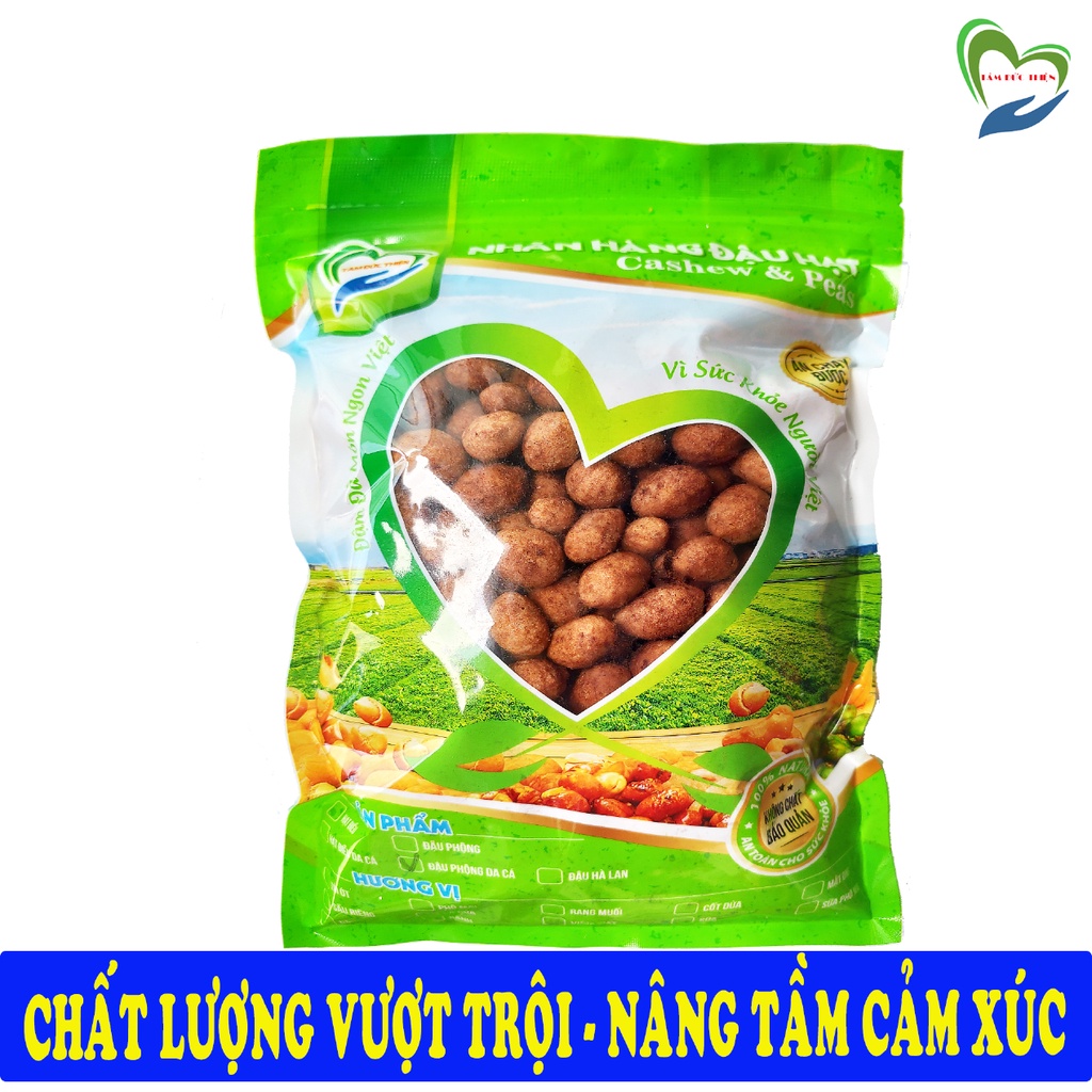 Combo 1KG Đậu Phộng Da Cá 2 Vị: Nước Cốt Dừa và Cacao Tâm Đức Thiện 2 Túi x 500GR