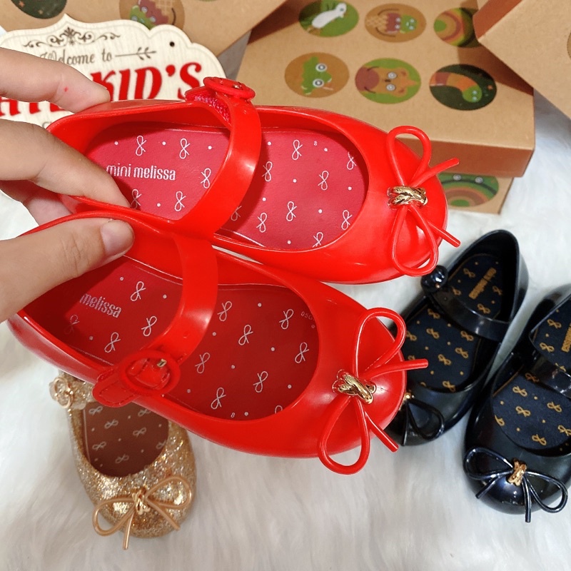 Giầy bệt nơ mảnh nhựa mềm thơm melisa cho bé gái từ 2-7 tuổi siêu xinh