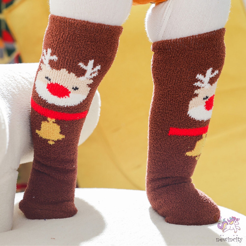 Vớ Dày Giữ Ấm Chống Trượt In Họa Tiết Giáng Sinh Dành Cho Trẻ Em
