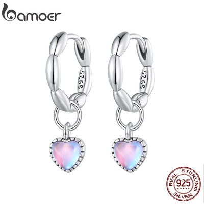 Bamoer Khuyên Tai Bạc 925 Hình Trái Tim Thời Trang