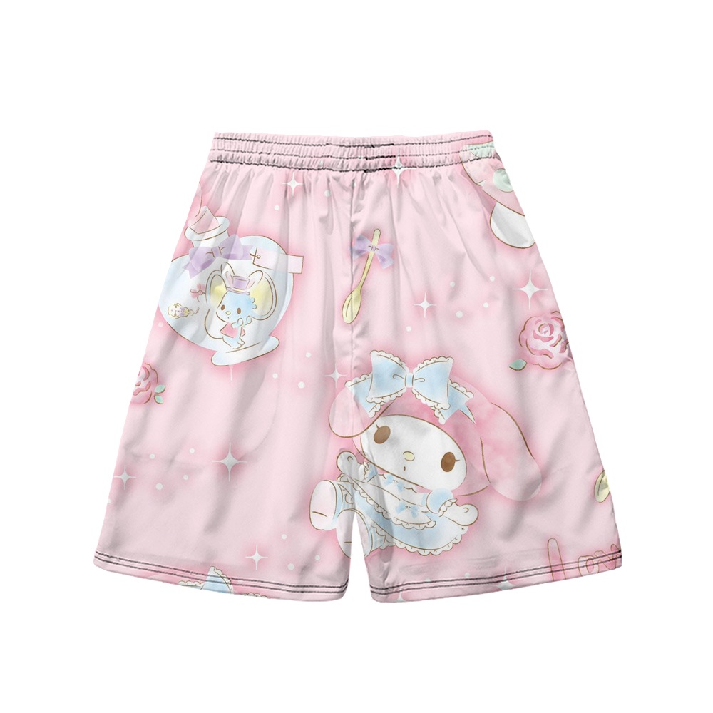 Quần Short Thể Thao Đi Biển Nhanh Khô Đính Nơ Dâu Tây Dễ Thương Cho Nam Và Nữ