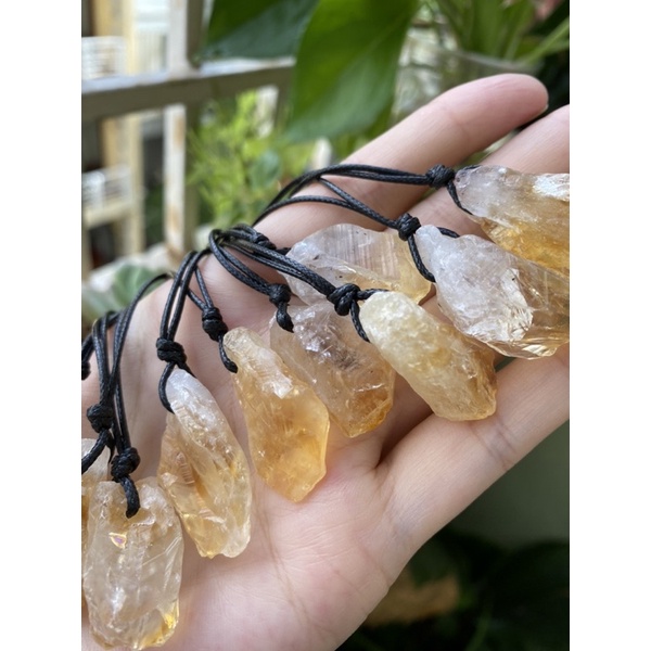 Dây chuyền đá TA vàng tự nhiên lên dây sáp có nút thắt tự điều chỉnh - NATURAL CITRINE