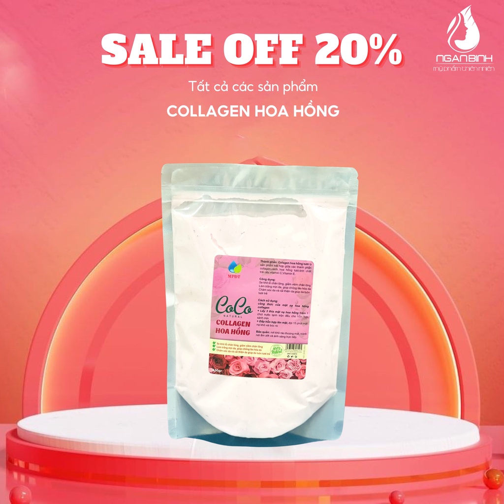500gr Mặt nạ hoa hồng collagen làm trắng da, căng bóng và dưỡng ẩm cho làn da