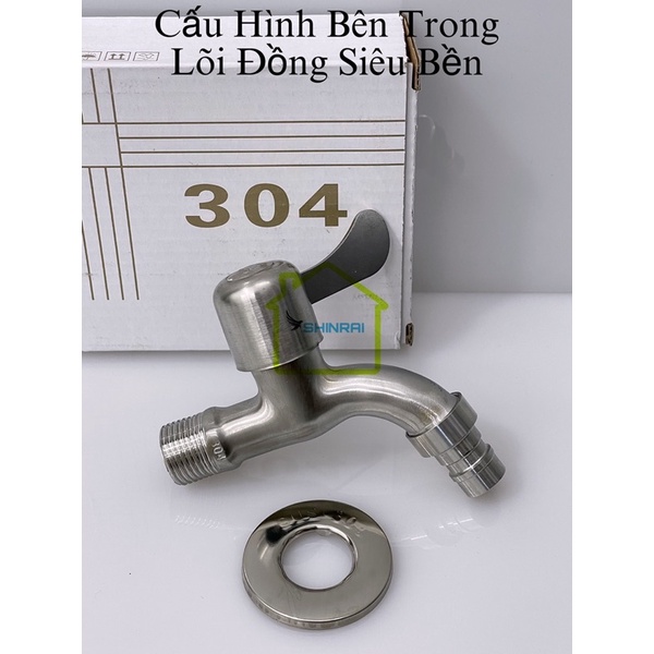 ( Lõi Đồng Bên Trong Siêu Bền ) Vòi Hồ , Vòi Nước , Vòi Máy Giặt INOX SUS 304 SHINRAI