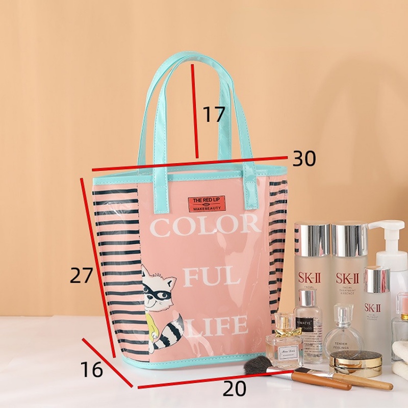 Túi Đựng Đồ Đi Biển Bằng Nhựa PVC In Họa Tiết Kẻ Sọc Dễ Thương Thoáng Khí