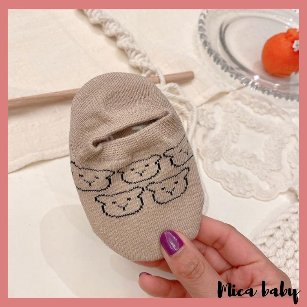 Tất lười cho bé, tất cổ ngắn in hình gấu chống trượt đáng yêu cho bé T34 Mica baby