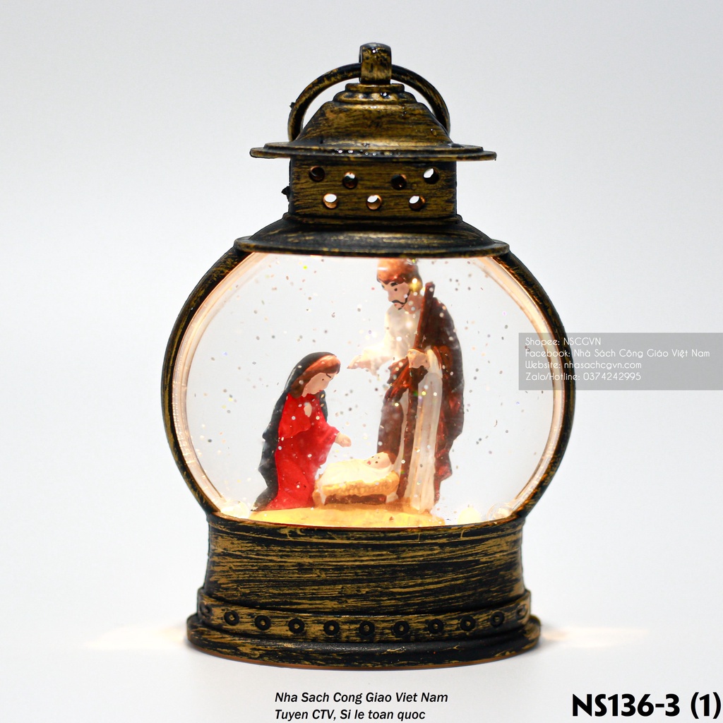 Đèn pin Noel bầu Mẫu Gia Đình Thánh Gia - Quà tặng Giáng Sinh NS136-3 , trang trí Noel