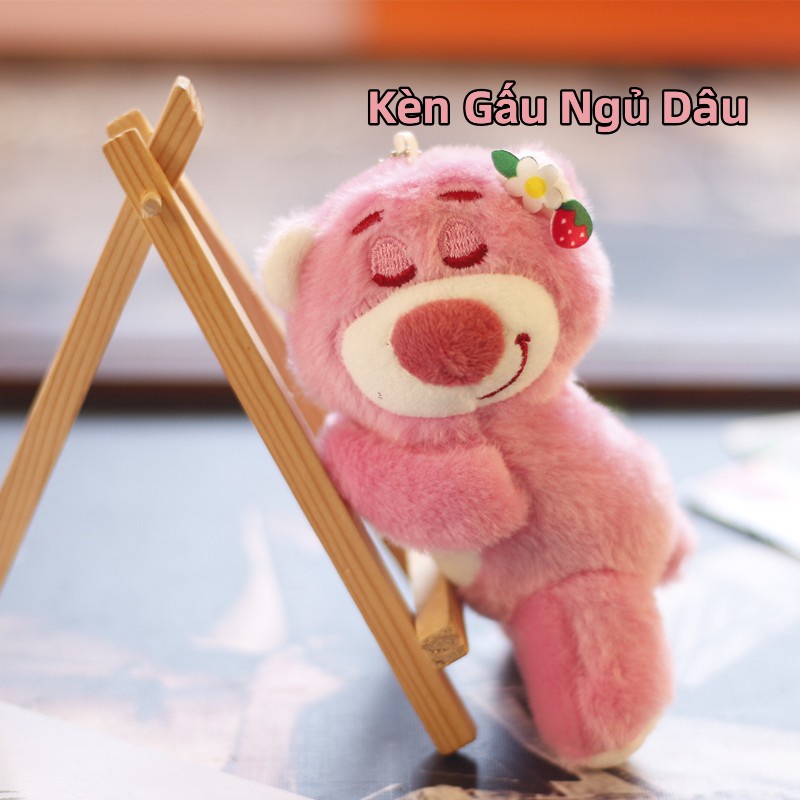 Móc Khóa Hình Gấu Và Dâu Tây mini Dễ Thương