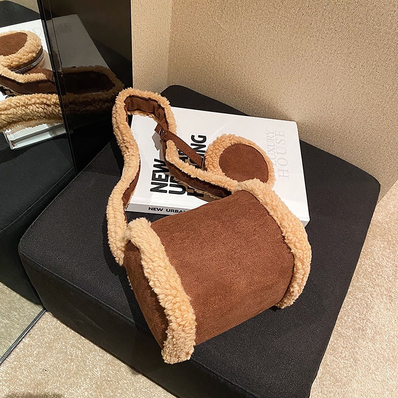 Túi Đeo Vai Phủ Lông Phong Cách Đường Phố Pháp Thời Trang Cho Nữ