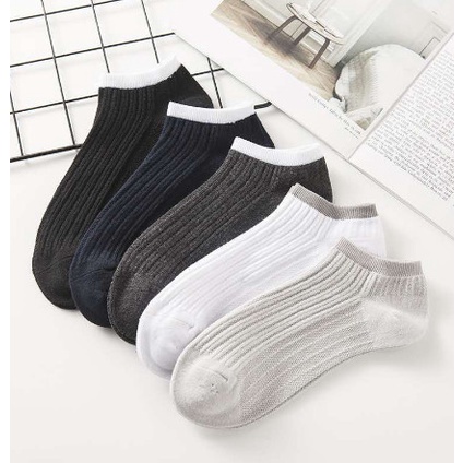 Vớ Cổ Ngắn Nam Nữ, Tất Cổ Ngắn Unisex Phong Cách Hàn Quốc màu Trắng Đen Vải Cotton 88344