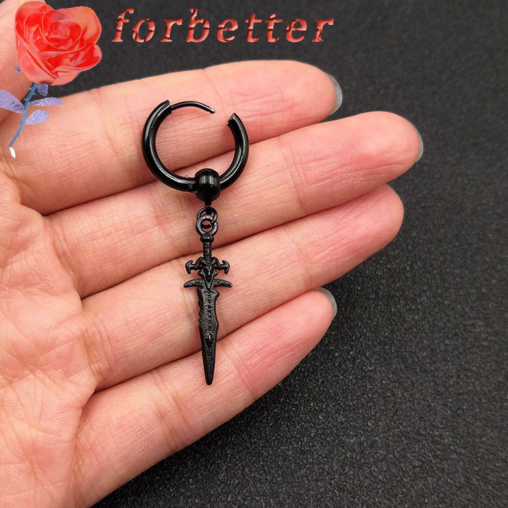 Khuyên Vành Tai Bằng Thép Không Gỉ Màu Đen Hình Chữ Thập Phong Cách Hàn Quốc Thanh Lịch Dành Cho Nam Và Nữ