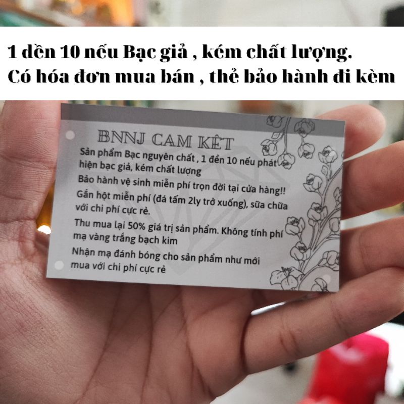 Bông bạc Nụ Nam hột trắng và đen đá CZ 6A 6Li không đục hột