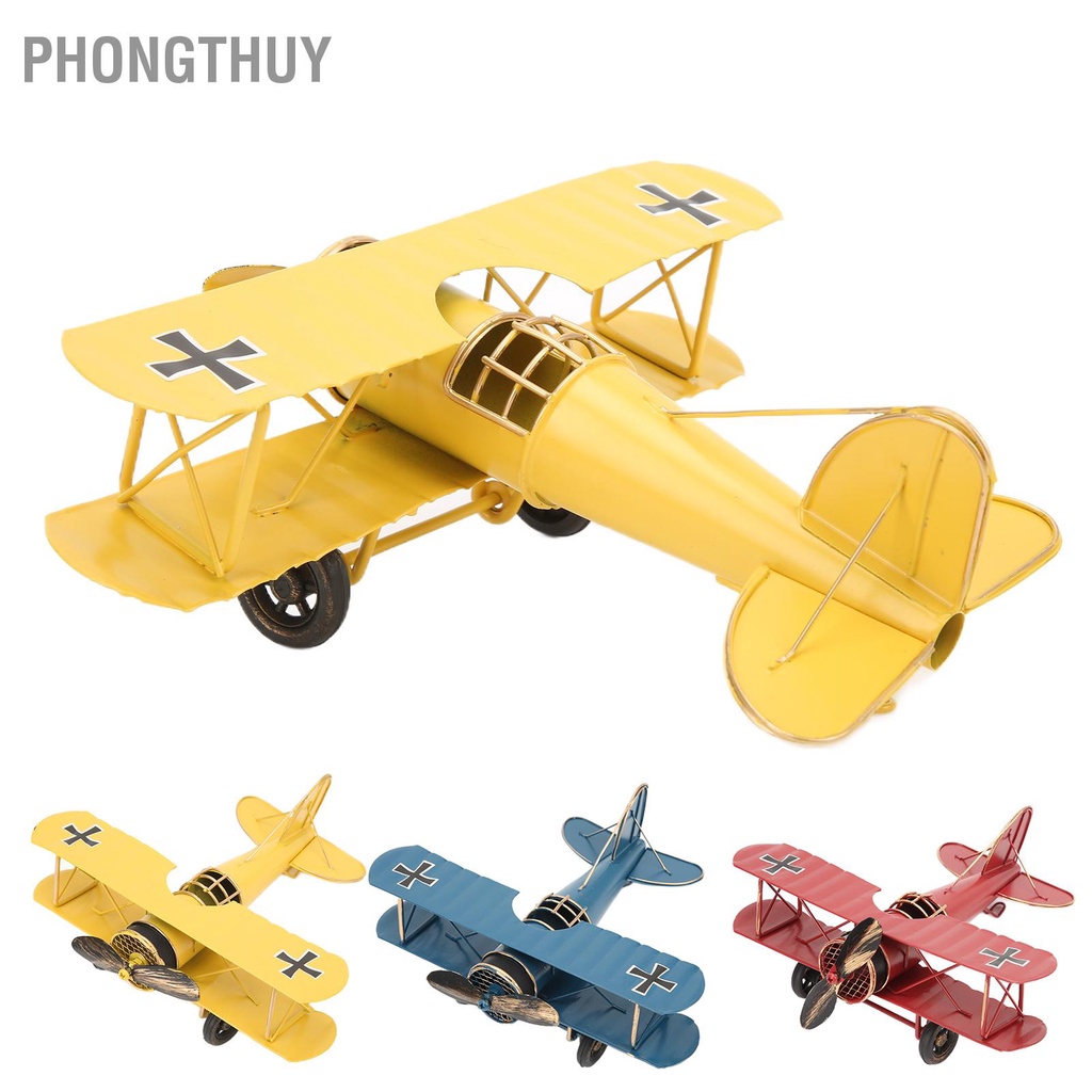 Mô Hình Máy Bay Bằng Sắt Phong Cách Retro Tinh Tế Vintage Thủ Công Trang Trí Nhà Cửa Quán Cà Phê