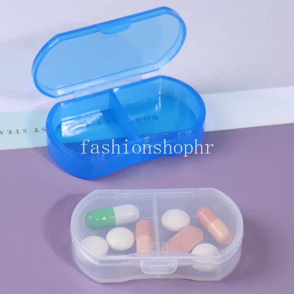1 Hộp Đựng Thuốc Mini 2 Ngăn Bằng Nhựa Trong Suốt Dễ Thương Chăm Sóc Sức Khỏe