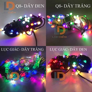 Đèn trang trí đèn led dây không chớp trang trí noel tết dây dài 7m bóng lục giác bóng q8 nhiều màu