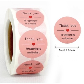 500 Stickers dán thank you màu hồng 2