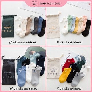 Set 7 đôi tất vớ cổ ngắn nam nữ GOMTAT chất liệu cao cấp mềm mại thoáng khí, 7 đôi sử dụng cả tuần