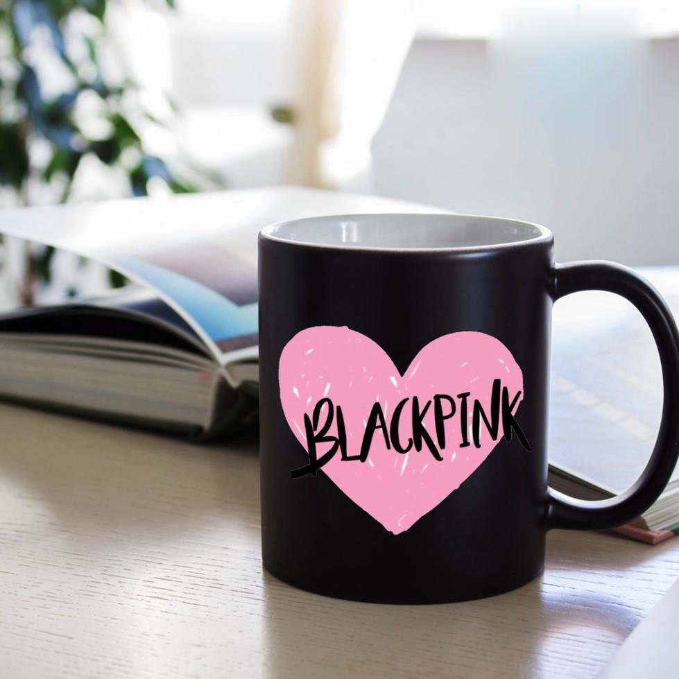 Cốc Caffe In Logo Blackpink Hình Trái Tim - QUÀ TẶNG K-POP